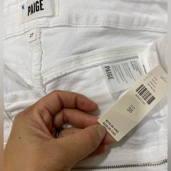 NWT Paige Anessa Wide Leg Cropped Raw Hem Jeam in Crisp White Size 27 - Picture 8 of 8